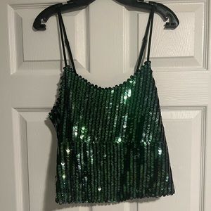 Emerald green sequined tank - Size M